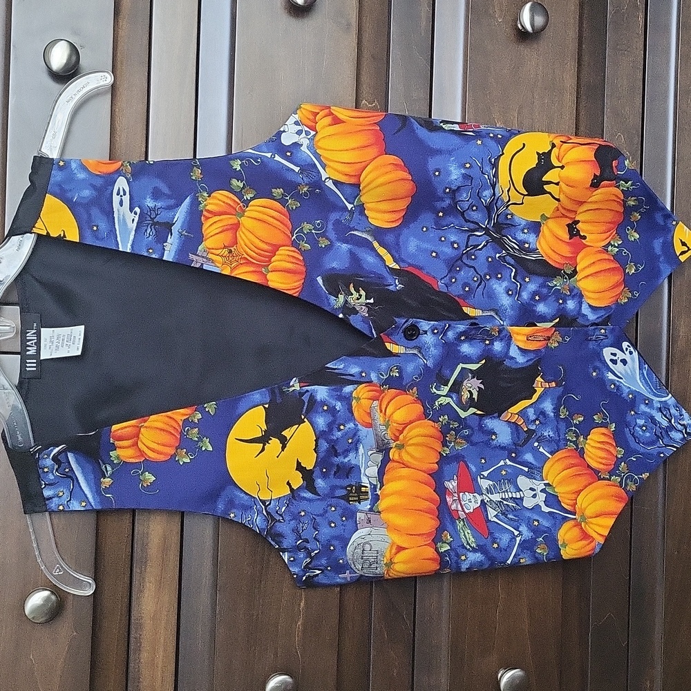 Halloween Themed Vest with Pumpkins and Witches
